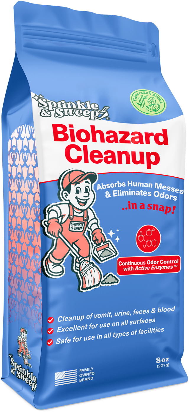 Sprinkle & Sweep Biohazard Cleanup 8 oz bag, front